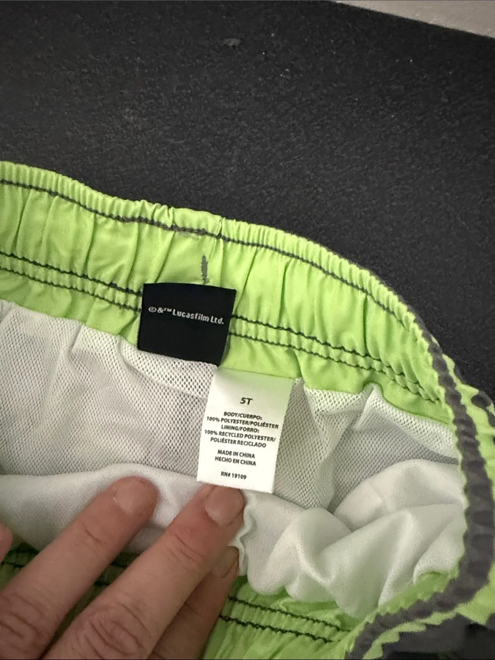 Disney Star Wars Grogu Gray & Green Kids Swim Trunks